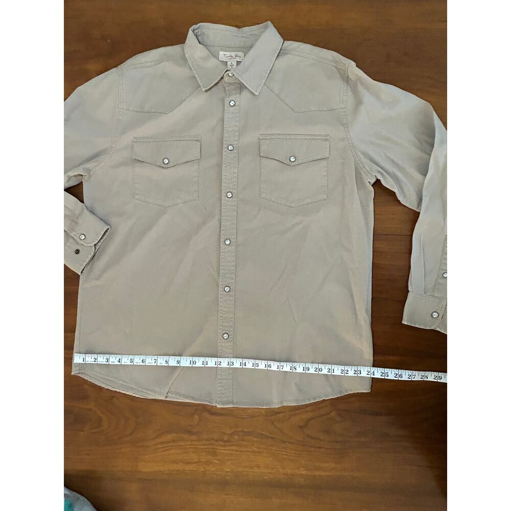 Khaki Turtle Bay Cotton Twill Western Long Sleeve Button Down Shirt - (Men's L) - Picture 6 of 10